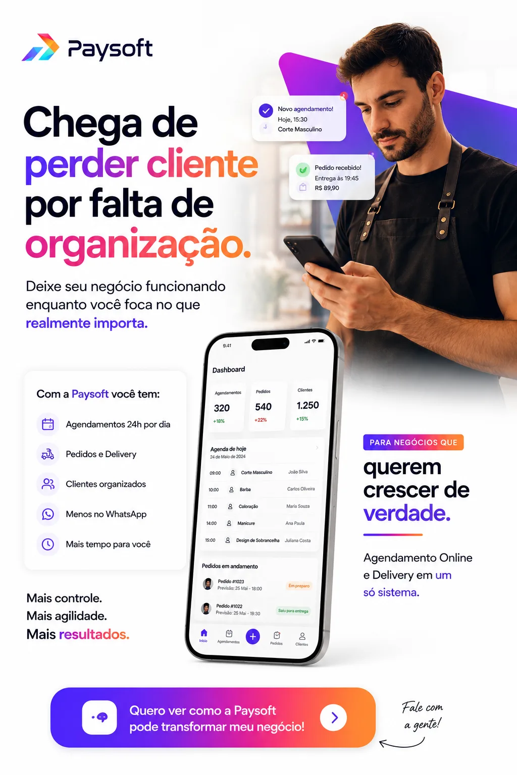 Paysoft — agendamento online e delivery em um só sistema para o seu negócio