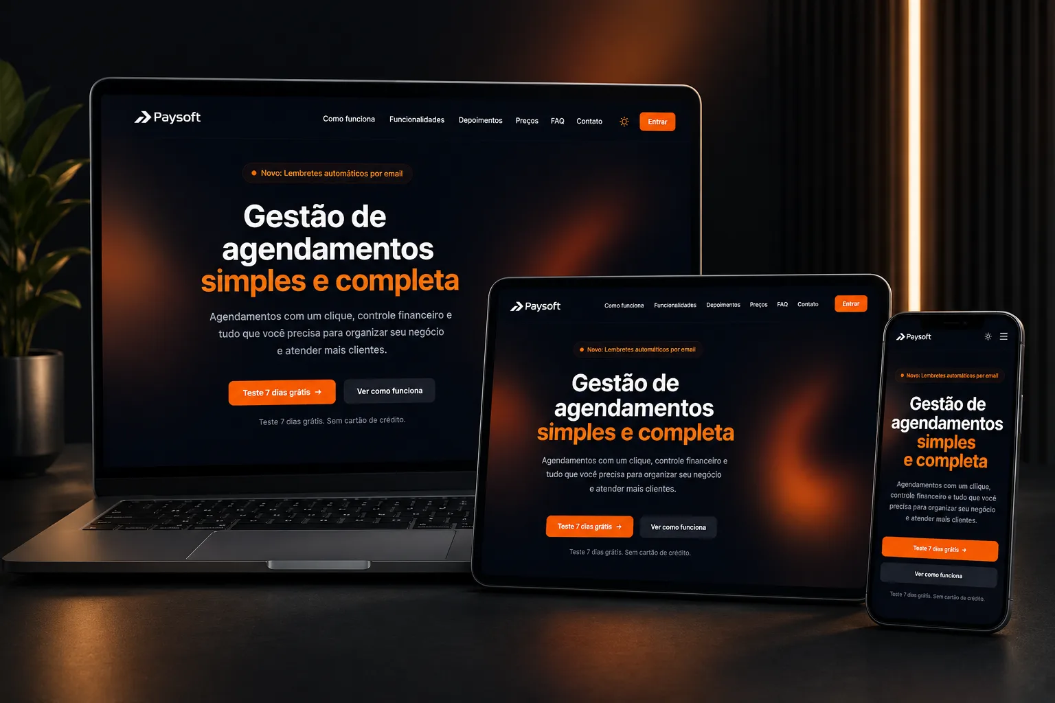Landing page da Paysoft criada pela Vork
